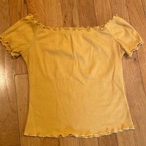 Yellow Scalloped Off Shoulder Top
